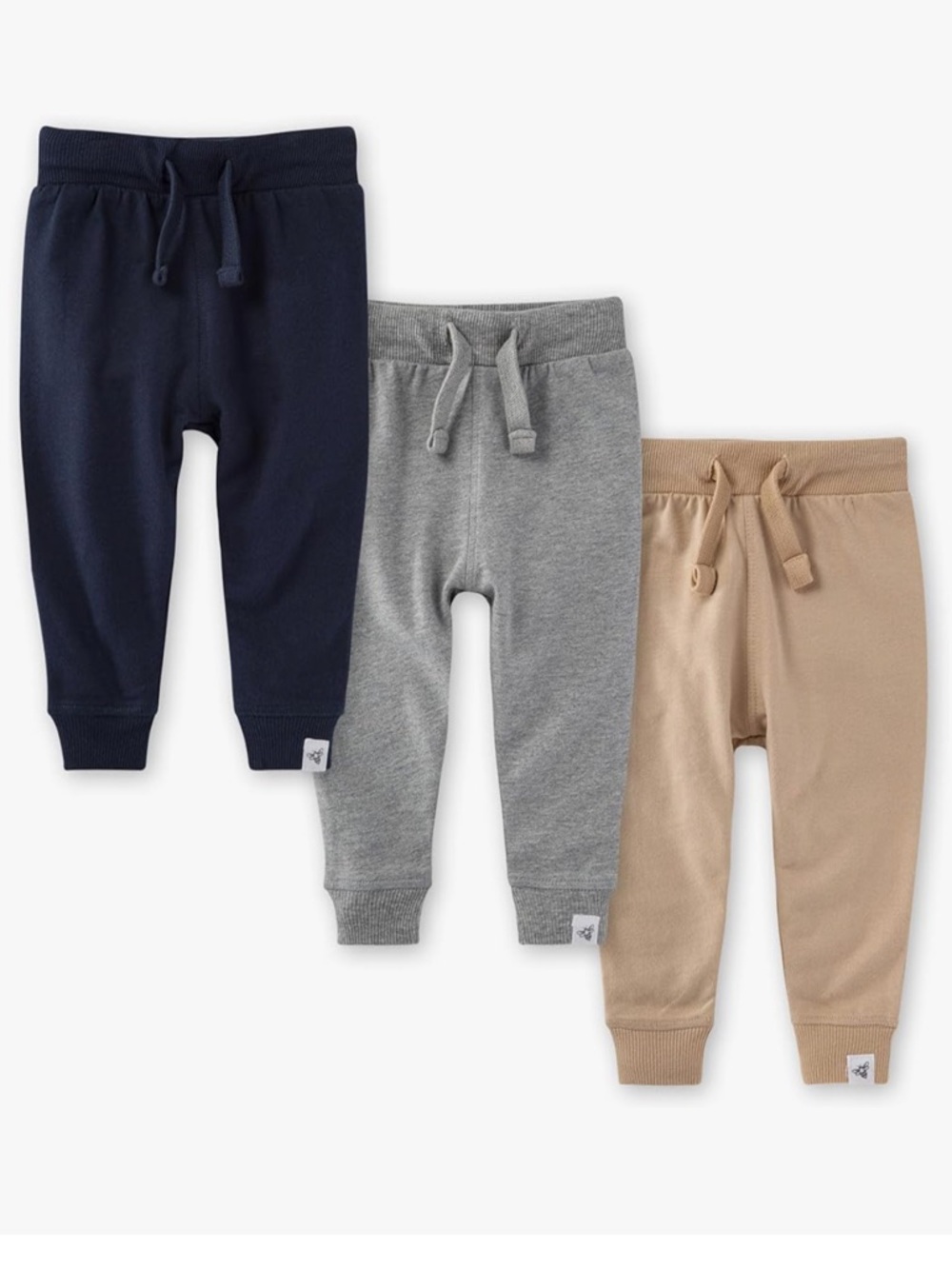 Burt’s Bees 0-3 Month 3 Pack Kids Sweatpants and Onesies  -Navy, Gray & Tan